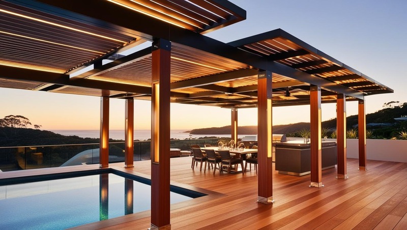 Pergola Builder in Nerang – Luxurious Modern Pergola with Motorized Louvres by the Pool