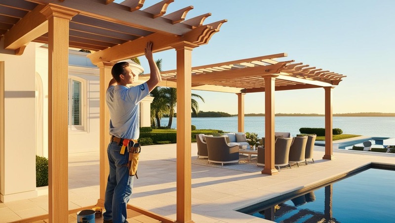 Pergola Robina – High-End Pergola Builder at Waterfront Property Near Pool