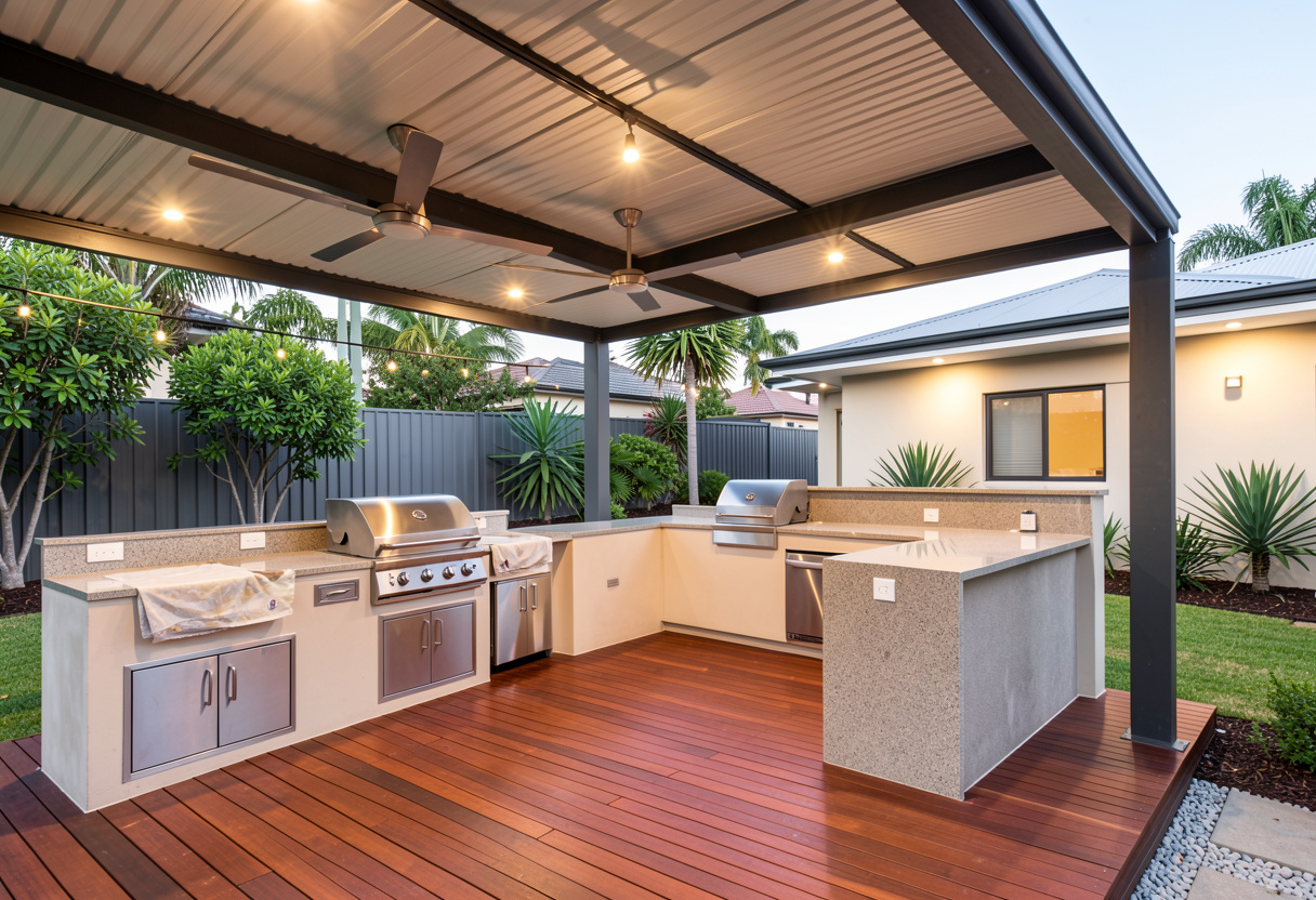 Modern outdoor entertainment area on Gold Coast home Modern outdoor entertainment area on Gold Coast home